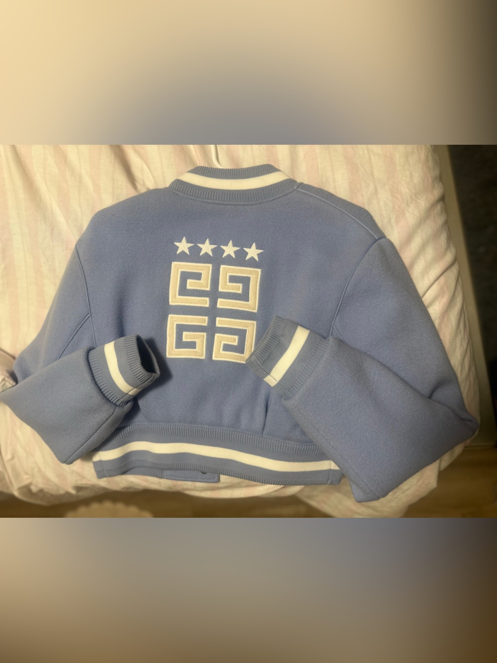 Saks Fifth Avenue Light Blue Knit Top with Subtle Grid Texture